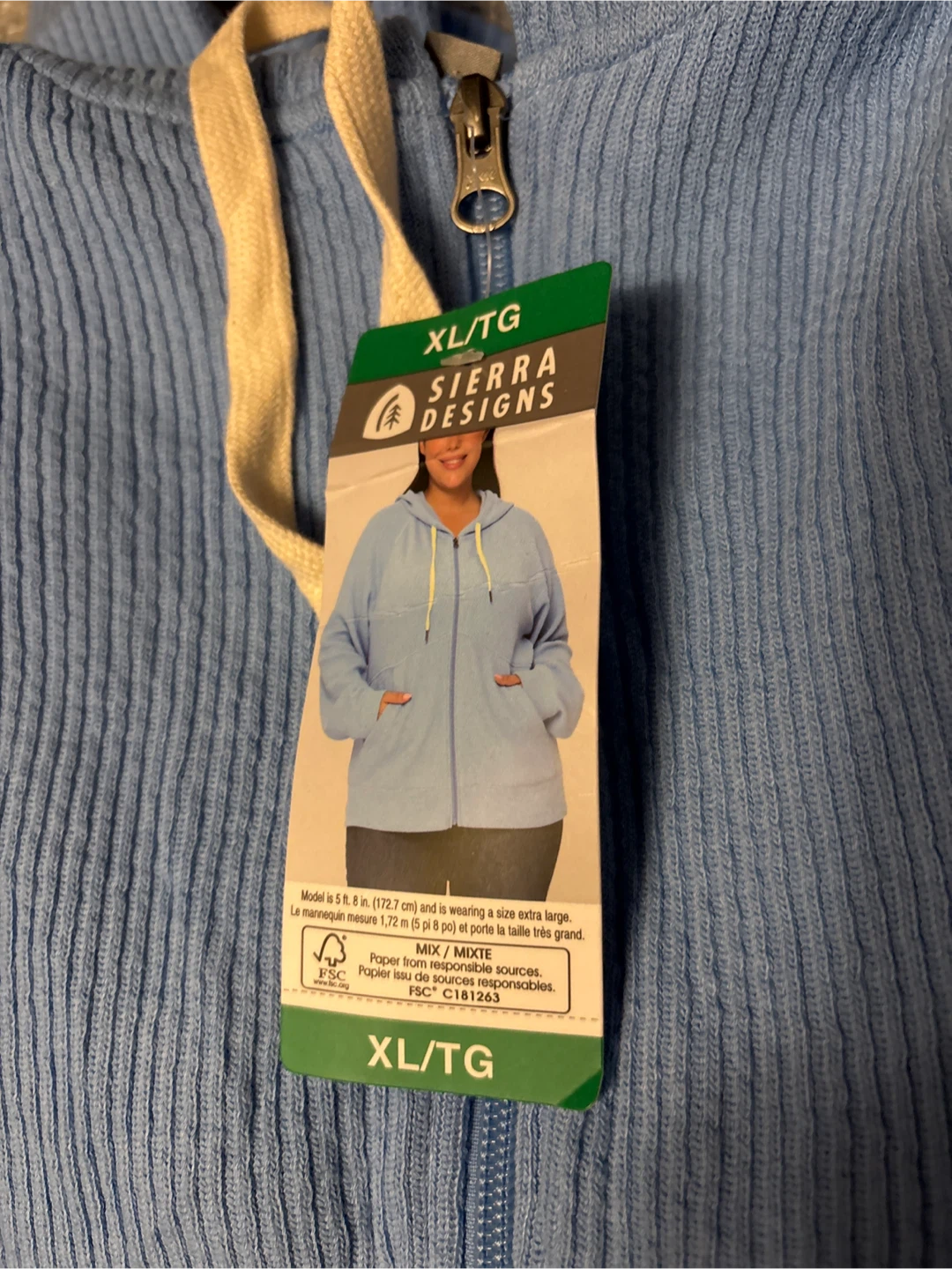 Sierra Designs Women's Blue Ribbed Full-Zip Hoodie - XL/TG - photo 2