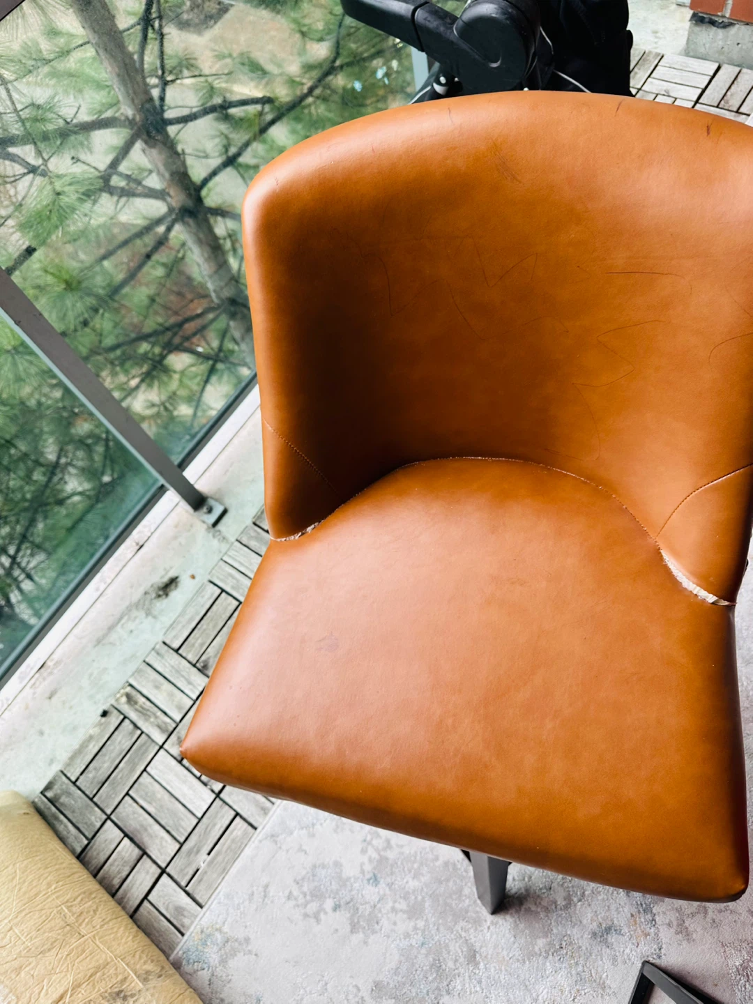 Caramel Faux Leather Swivel Bar Stool - photo 3