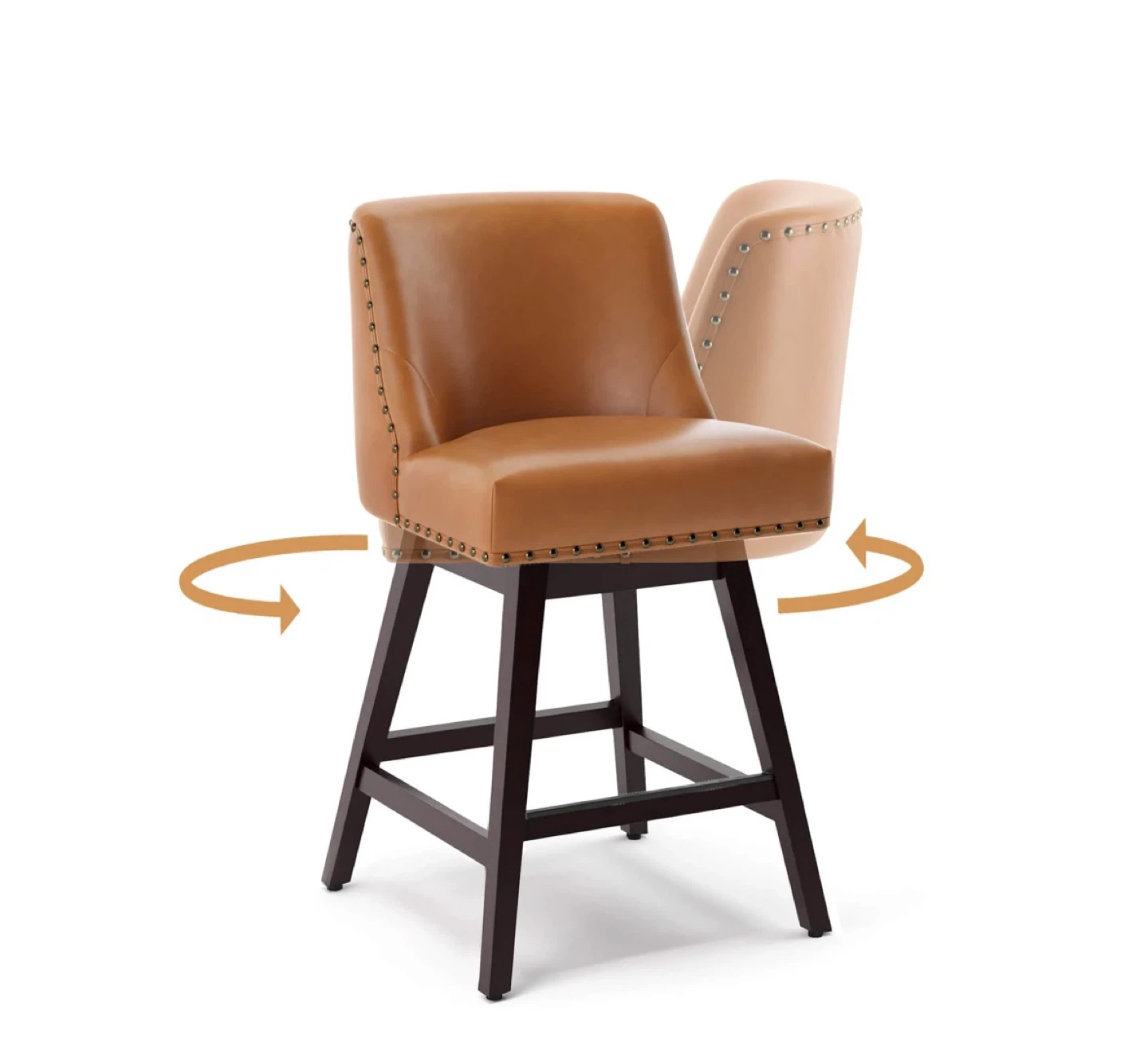 Caramel Faux Leather Swivel Bar Stool