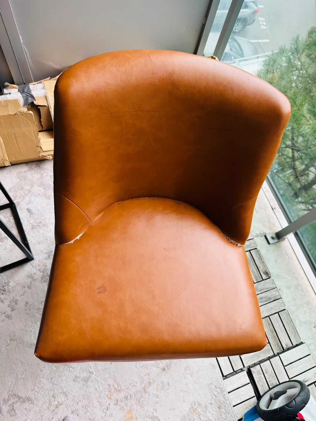 Caramel Faux Leather Swivel Bar Stool - photo 5