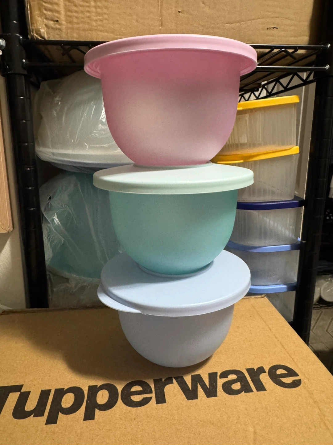 Tupperware Mixing Bowls Set (3) - Pink, Teal, Lavender