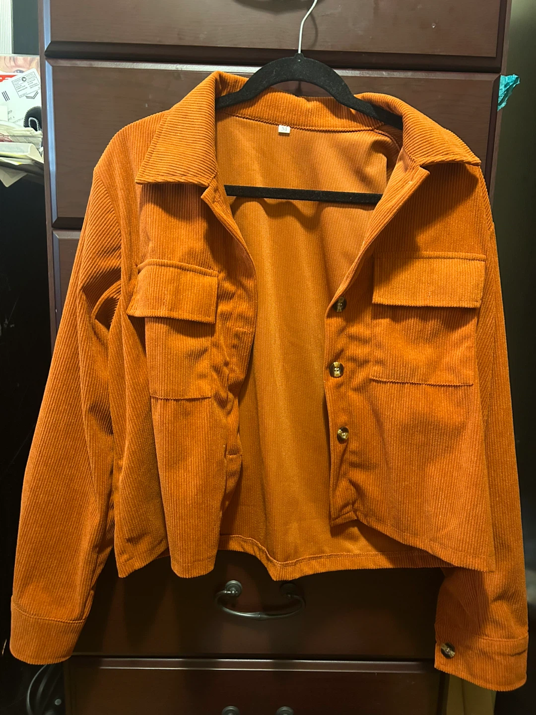 New Orange Corduroy Button-Up Shirt Jacket Shacket - photo 4