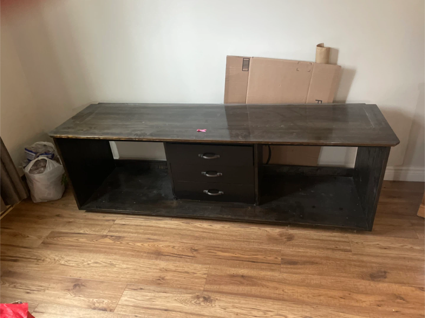 Dark Wood Desk with 3 Drawers