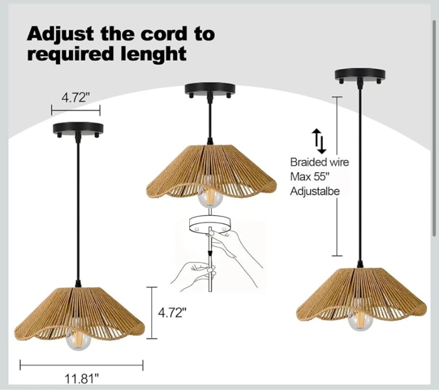 New Boho Rattan Pendant Lights Set of 2 - photo 3