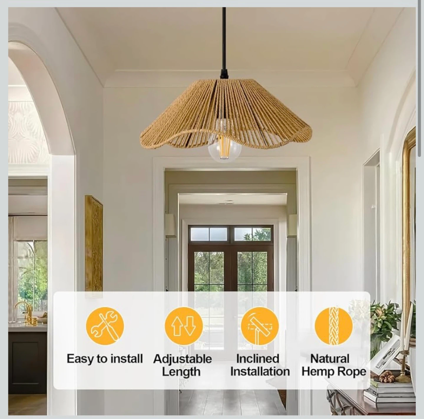 New Boho Rattan Pendant Lights Set of 2 - photo 2