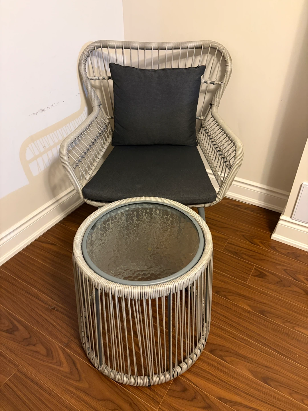 Wicker Patio Chair with Side Table - photo 2