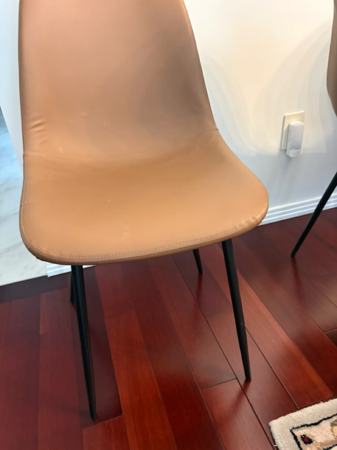 Set of 4 Tan Faux Leather Dining Chairs - photo 2