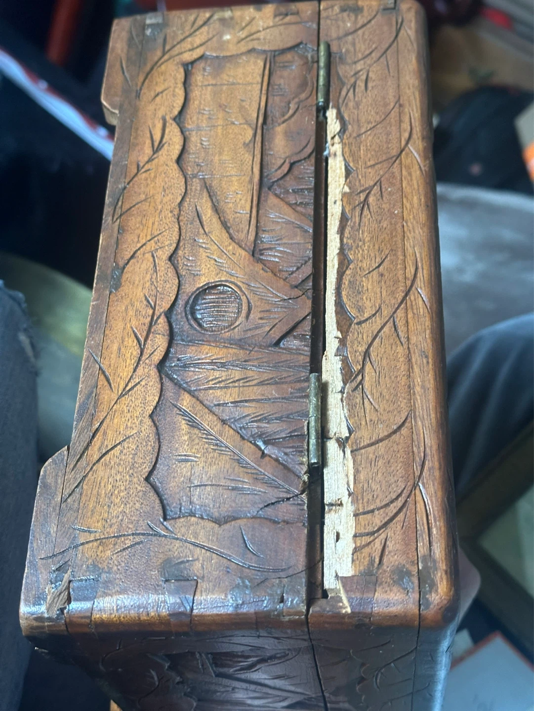 vintage Chinese hand-carved camphor wood box - photo 2
