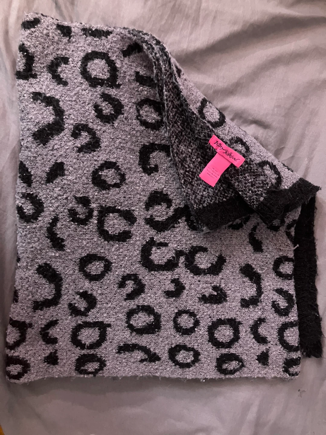 Betsey Johnson Leopard Print Fuzzy Scarf