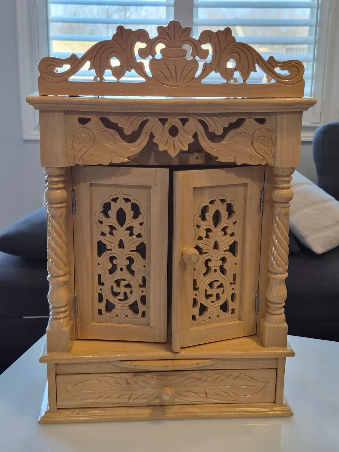 Wooden Pooja Mandir with Carvings