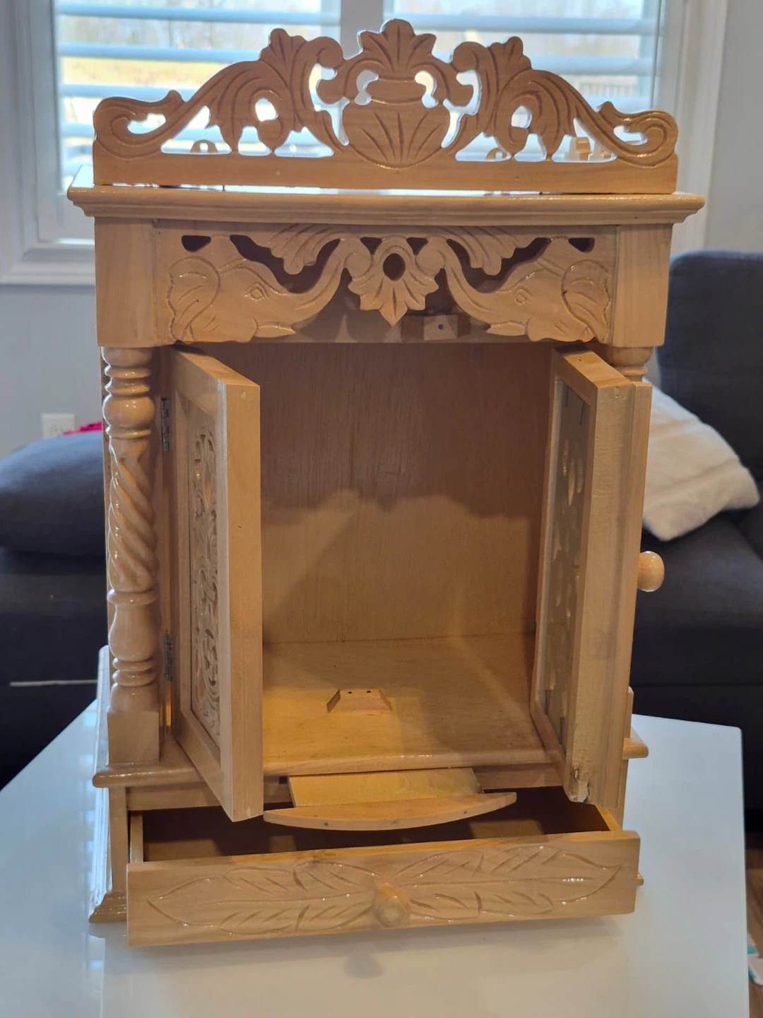 Wooden Pooja Mandir with Carvings - photo 3
