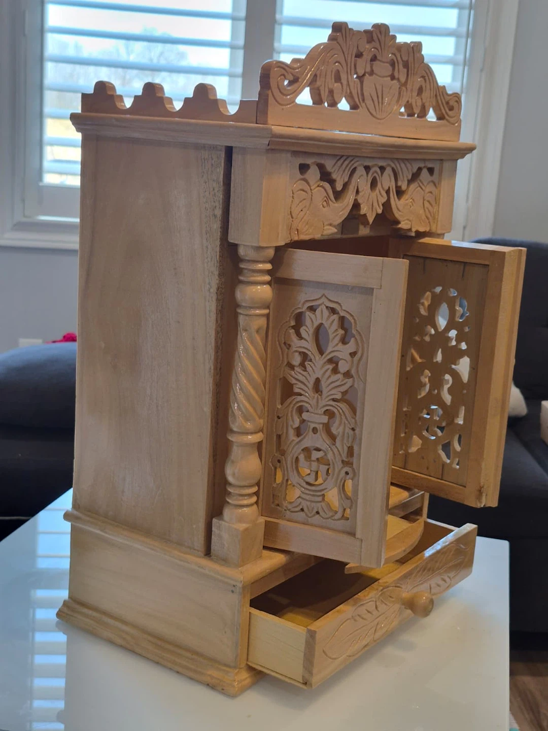 Wooden Pooja Mandir with Carvings - photo 4