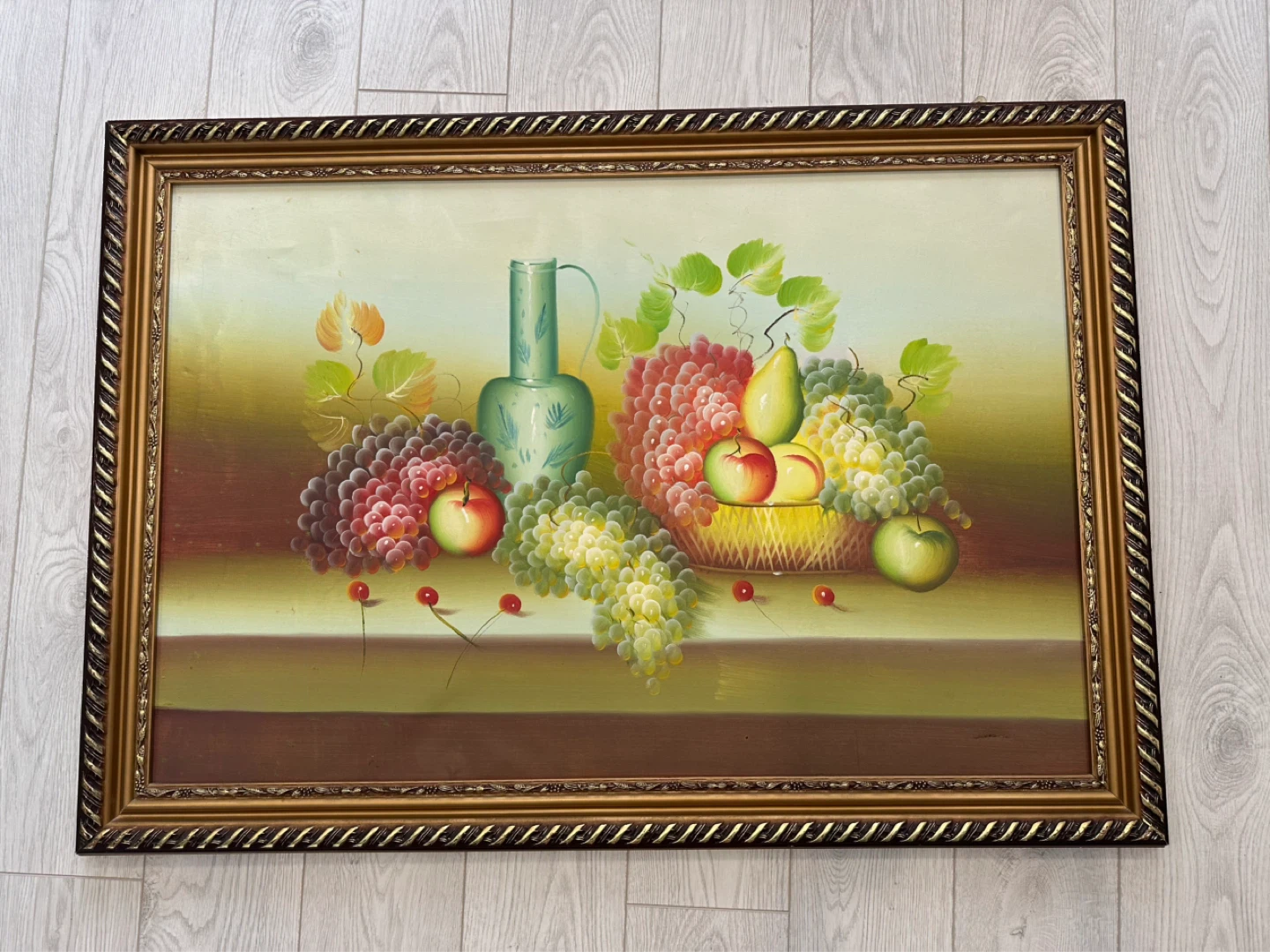 Framed Still Life Oil Painting of Fruit