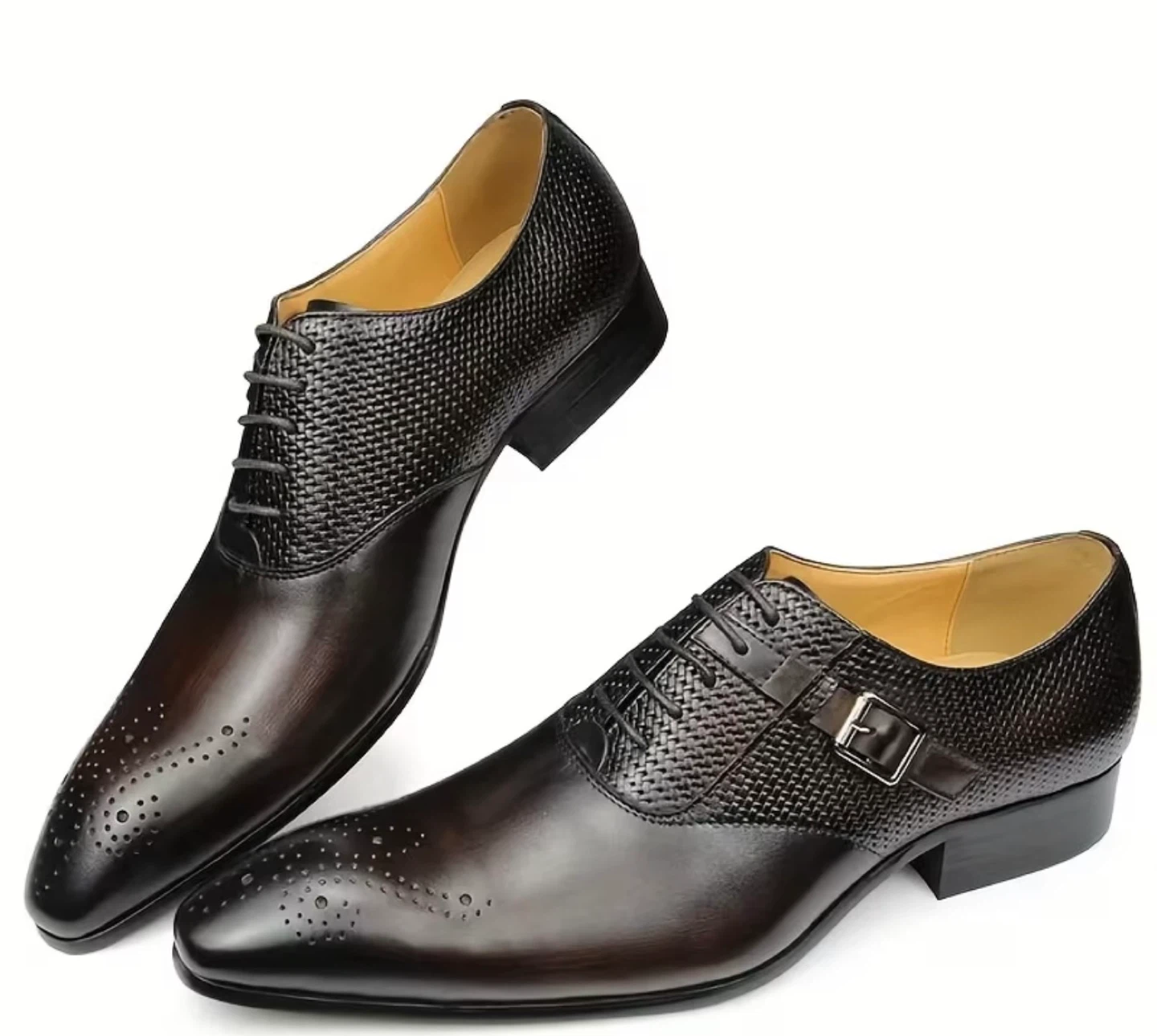Men's Brown Leather Oxford Dress Shoes - Size 44