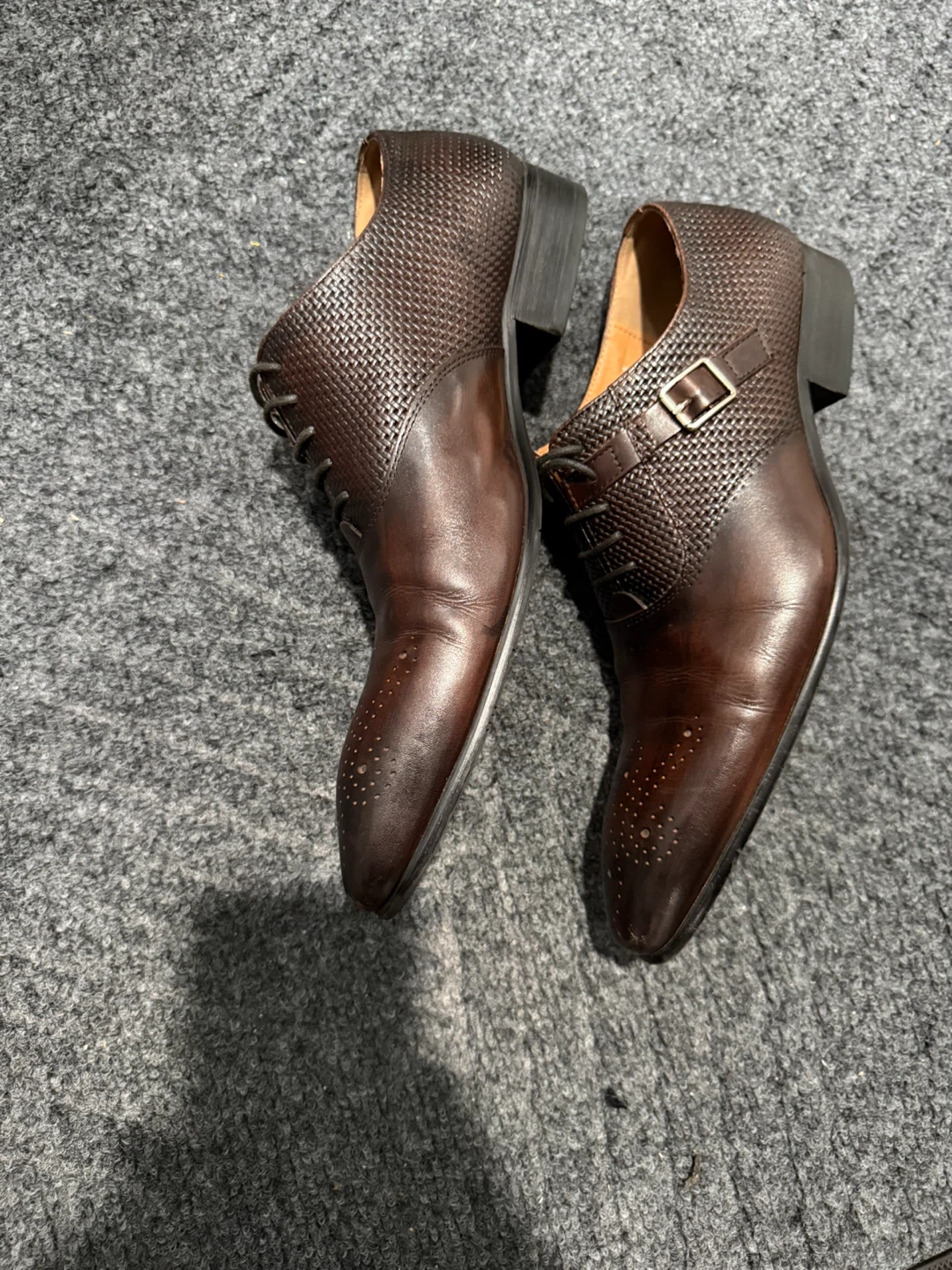 Men's Brown Leather Oxford Dress Shoes - Size 44 - photo 2