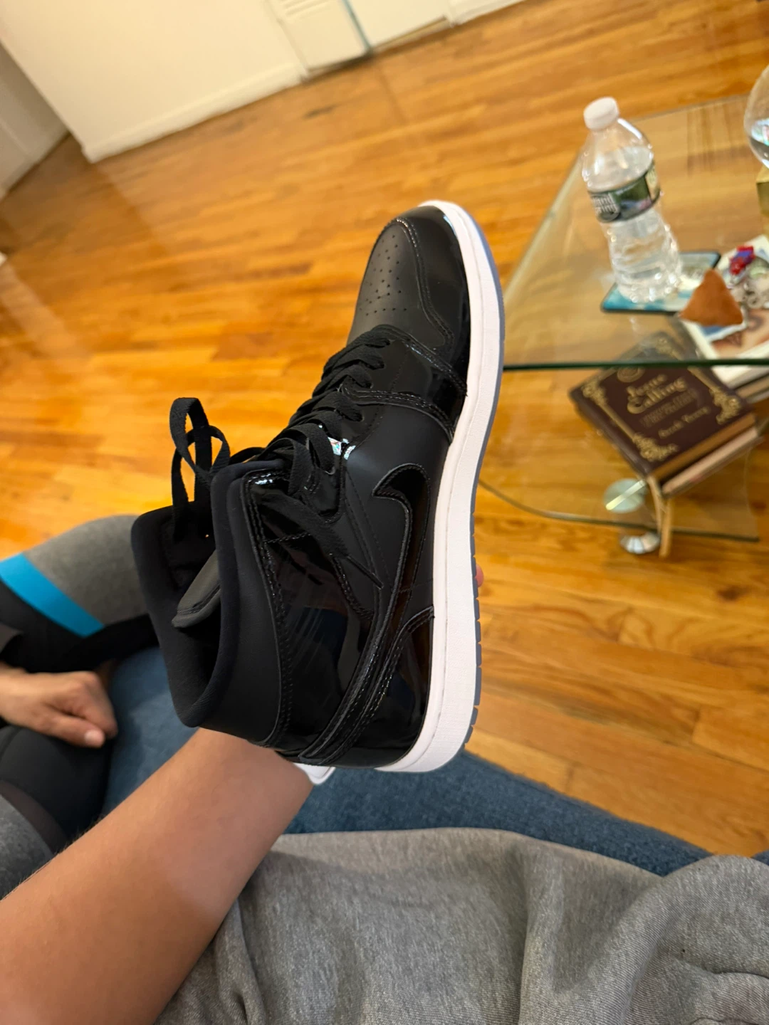 Air Jordan 1 Mid Black Patent Leather Sneakers - photo 2