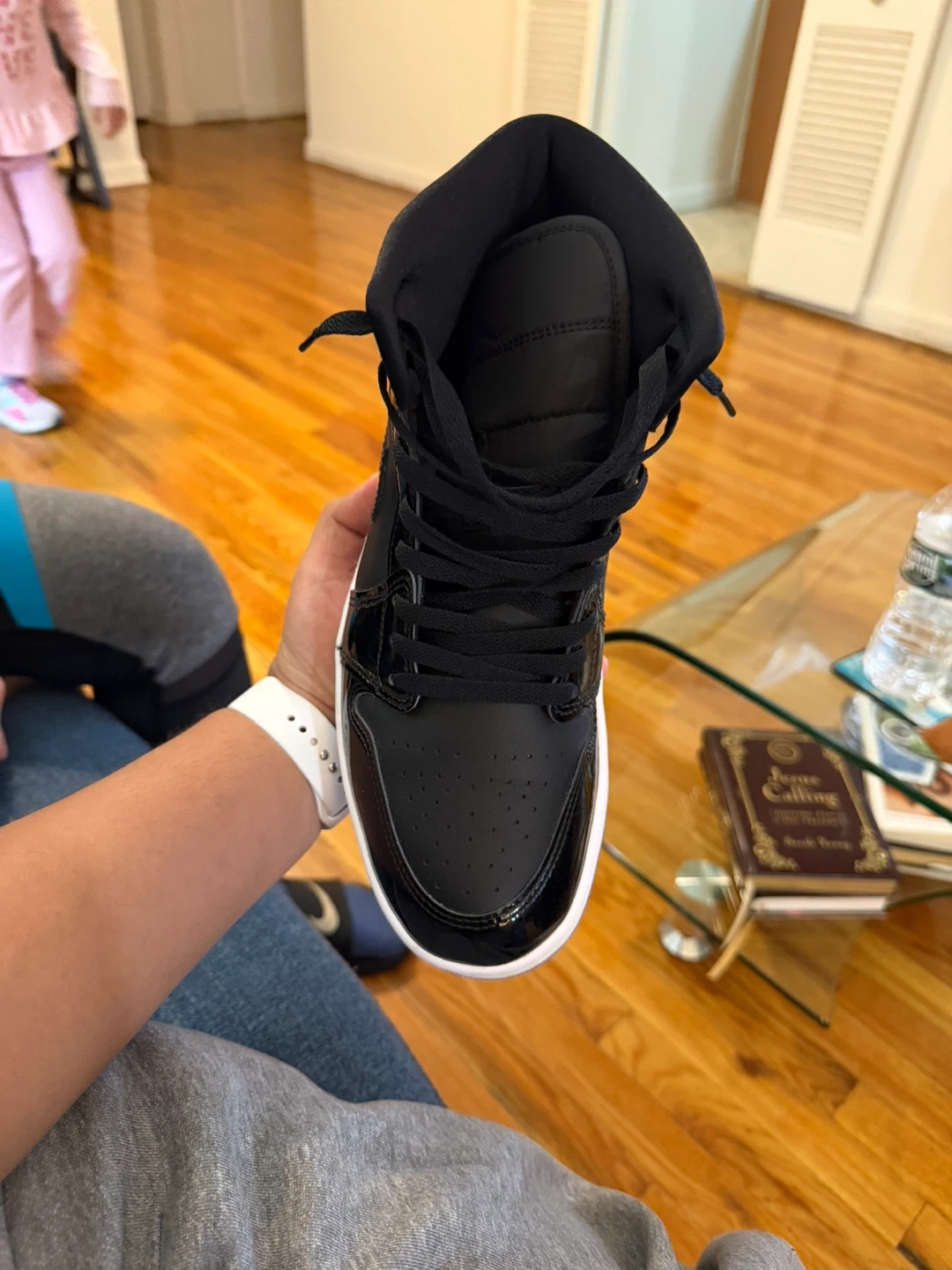Air Jordan 1 Mid Black Patent Leather Sneakers - photo 4