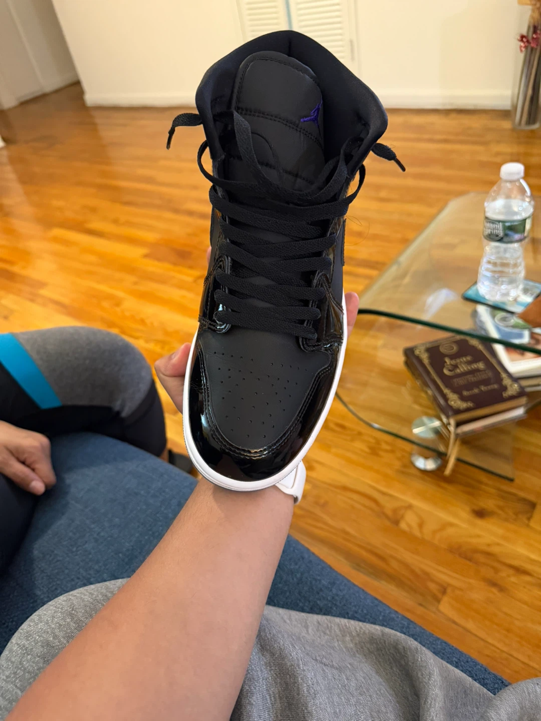 Air Jordan 1 Mid Black Patent Leather Sneakers - photo 5