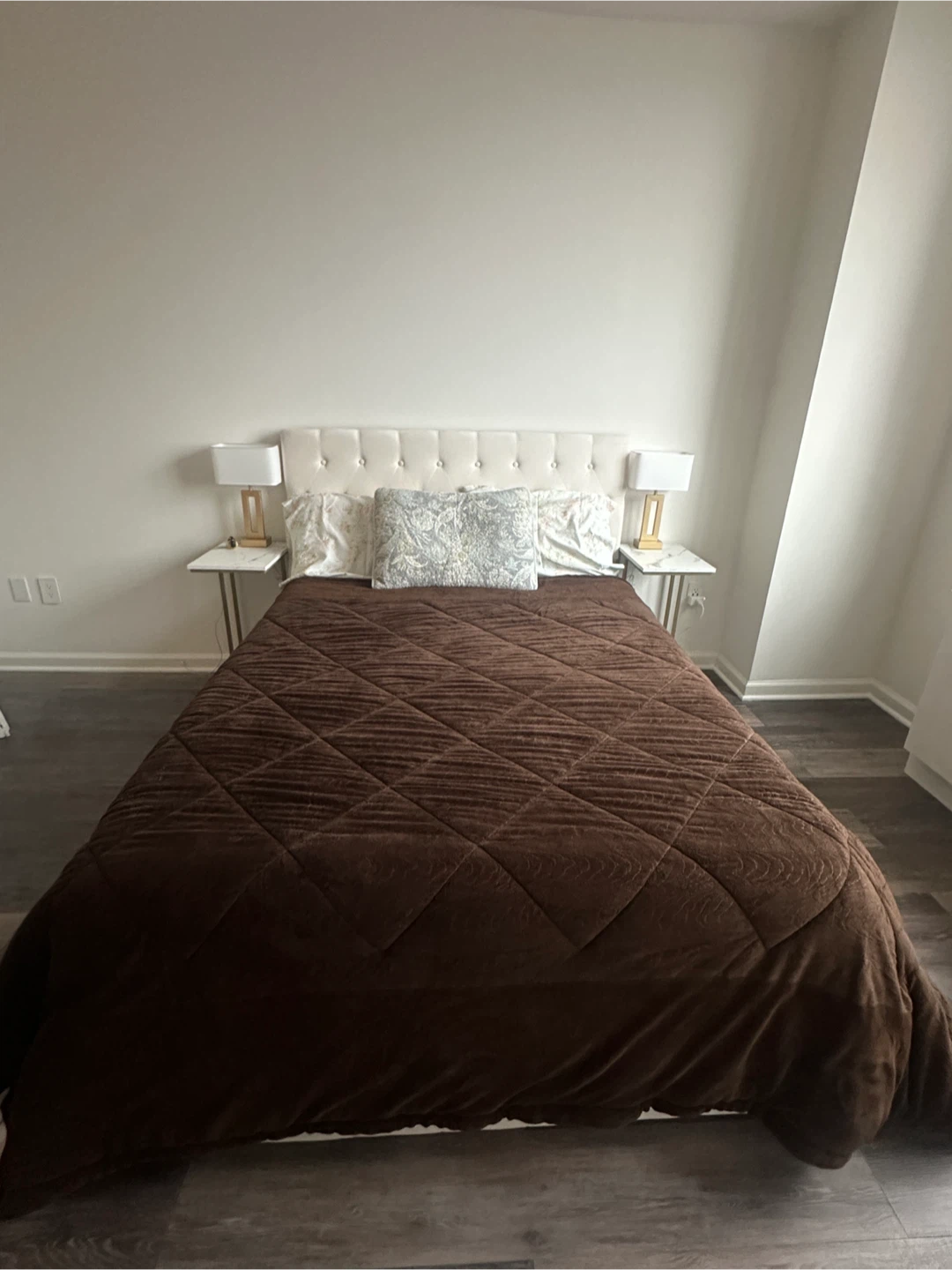 Velvet Upholstered Platform Bed Frame - Full Size