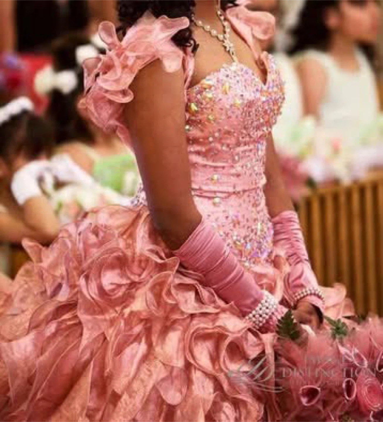 Pink Ruffled Quinceañera Dress with Embellishments - photo 3