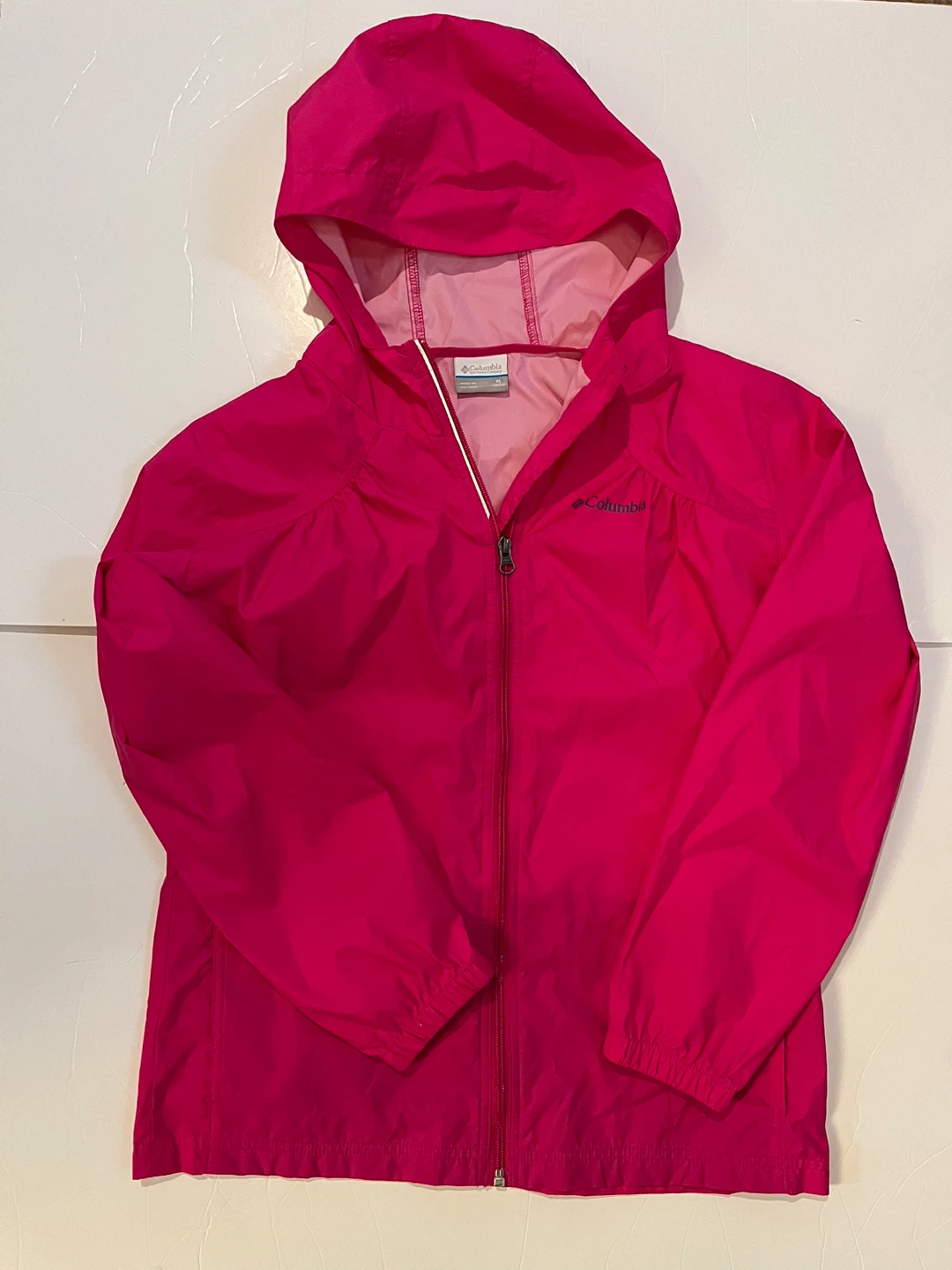 Columbia Pink Hooded Rain Jacket