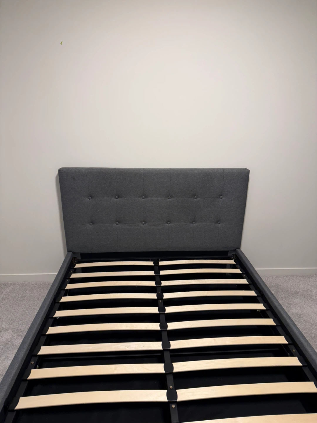 Grey Upholstered Bed Frame with Storage (double) - photo 2