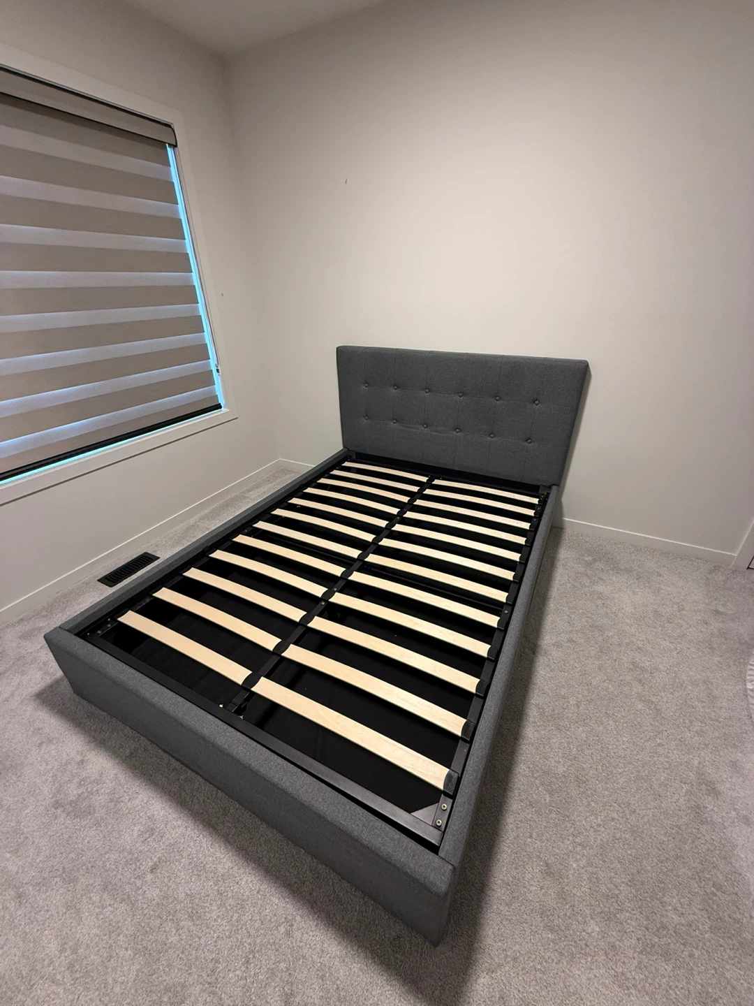 Grey Upholstered Bed Frame with Storage (double) - photo 3