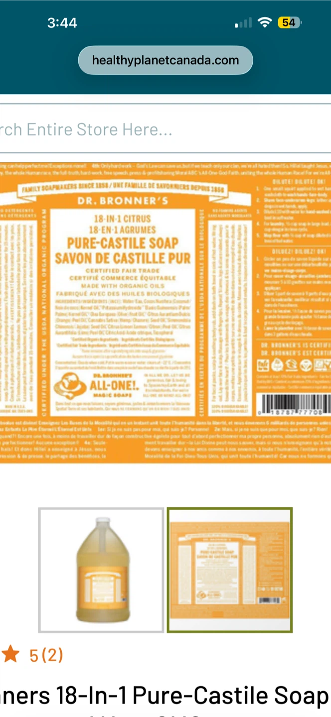 Dr. Bronner's 18-In-1 Pure-Castile Soap Citrus 3.8L - photo 2