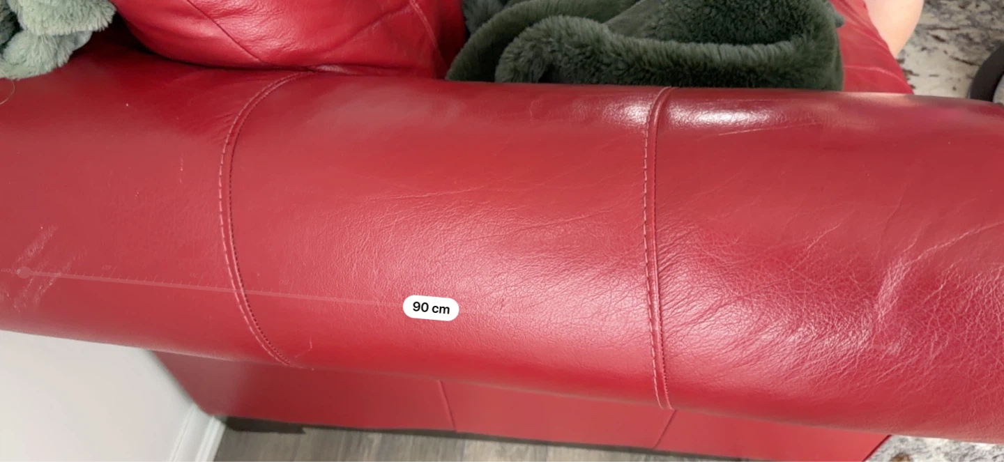 Red Leather Loveseat - 1.71m Wide - photo 2