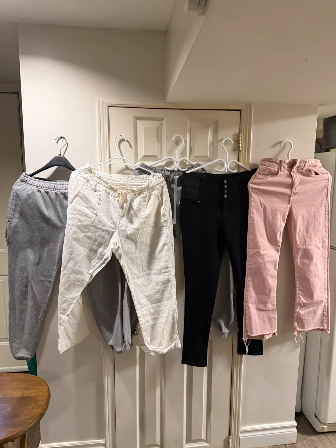 White Linen Blend Cropped Pants