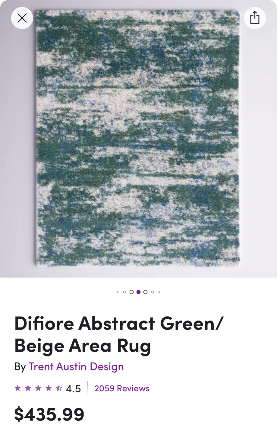 Difiore Abstract Green/Beige Area Rug - photo 2