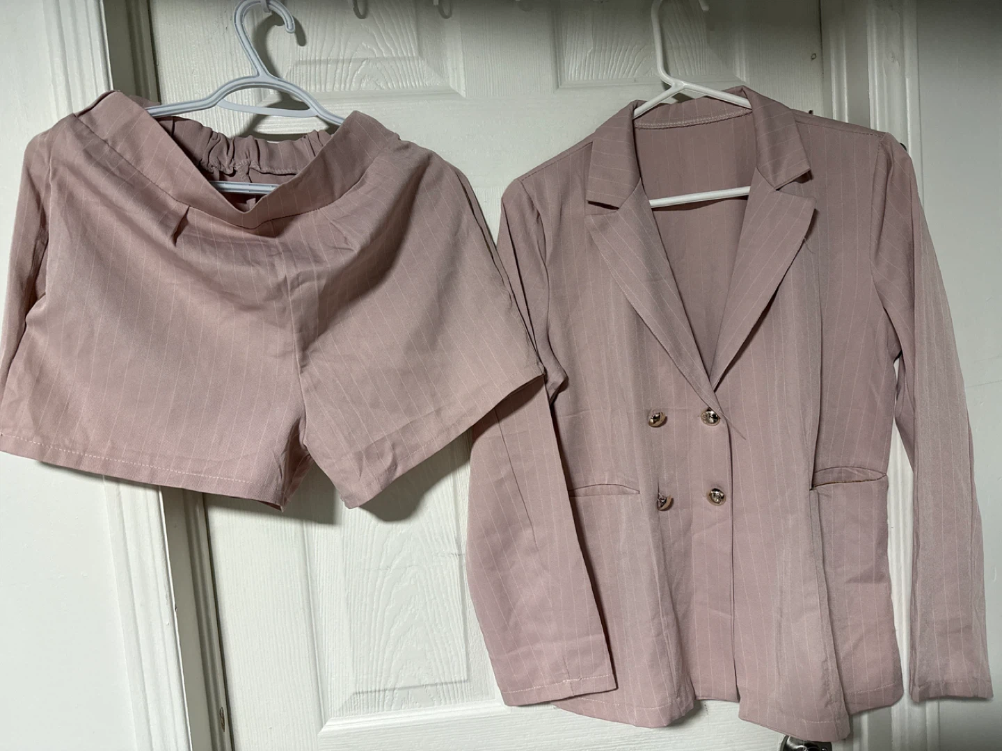 Women's Pinstripe Blazer and Shorts Set