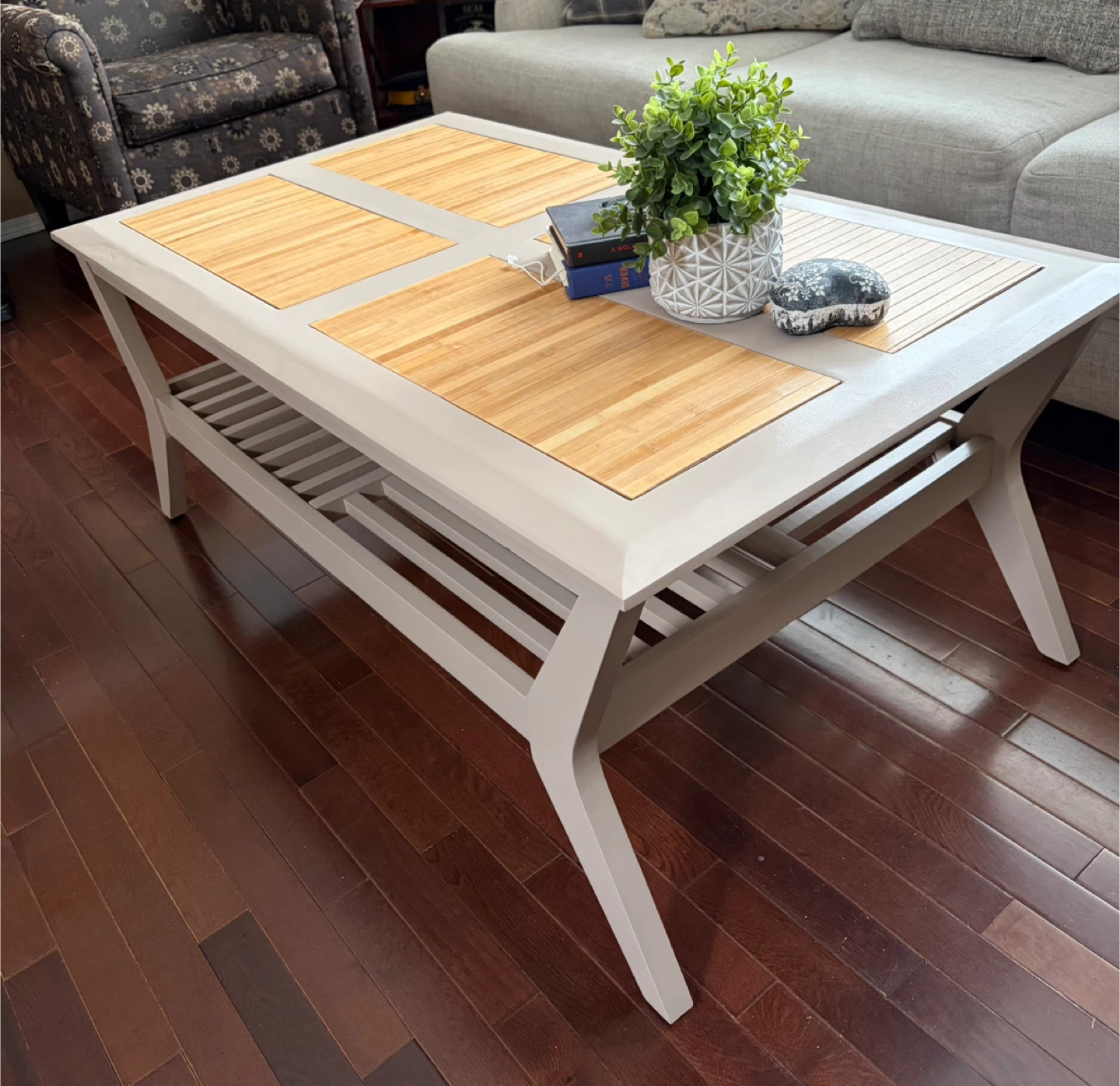 Modern Coffee Table with Bamboo Inlays
