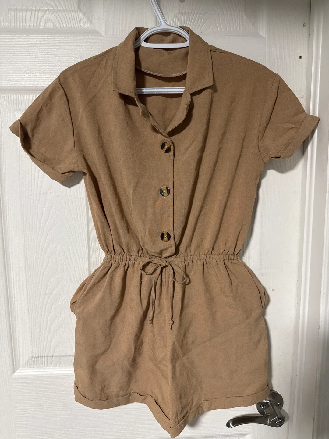 Brown Button-Up Short Romper