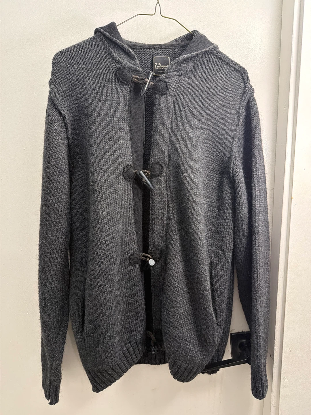 7 Diamonds Grey Duffle Toggle Sweater Hoodie