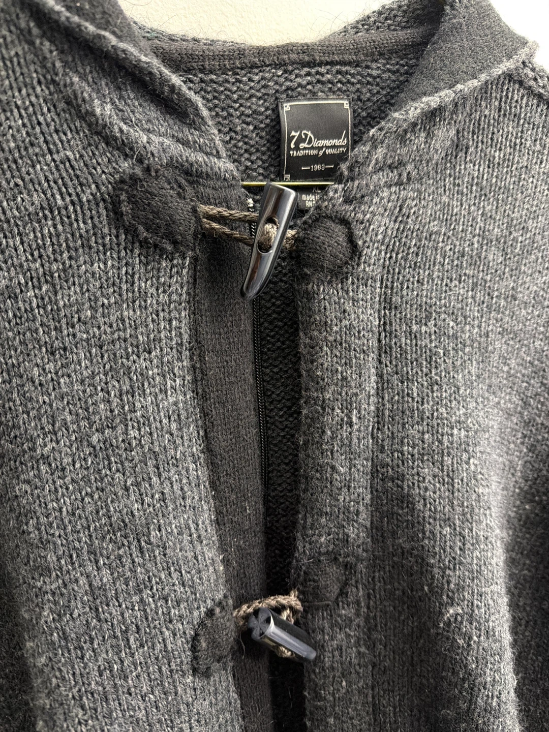 7 Diamonds Grey Duffle Toggle Sweater Hoodie - photo 2