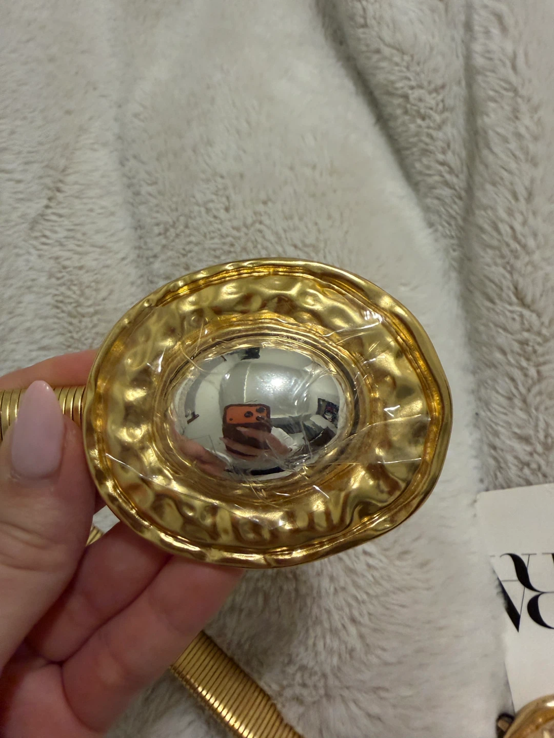 Zara Gold Tone Stretch Belt with Double Oval Buckle - photo 3