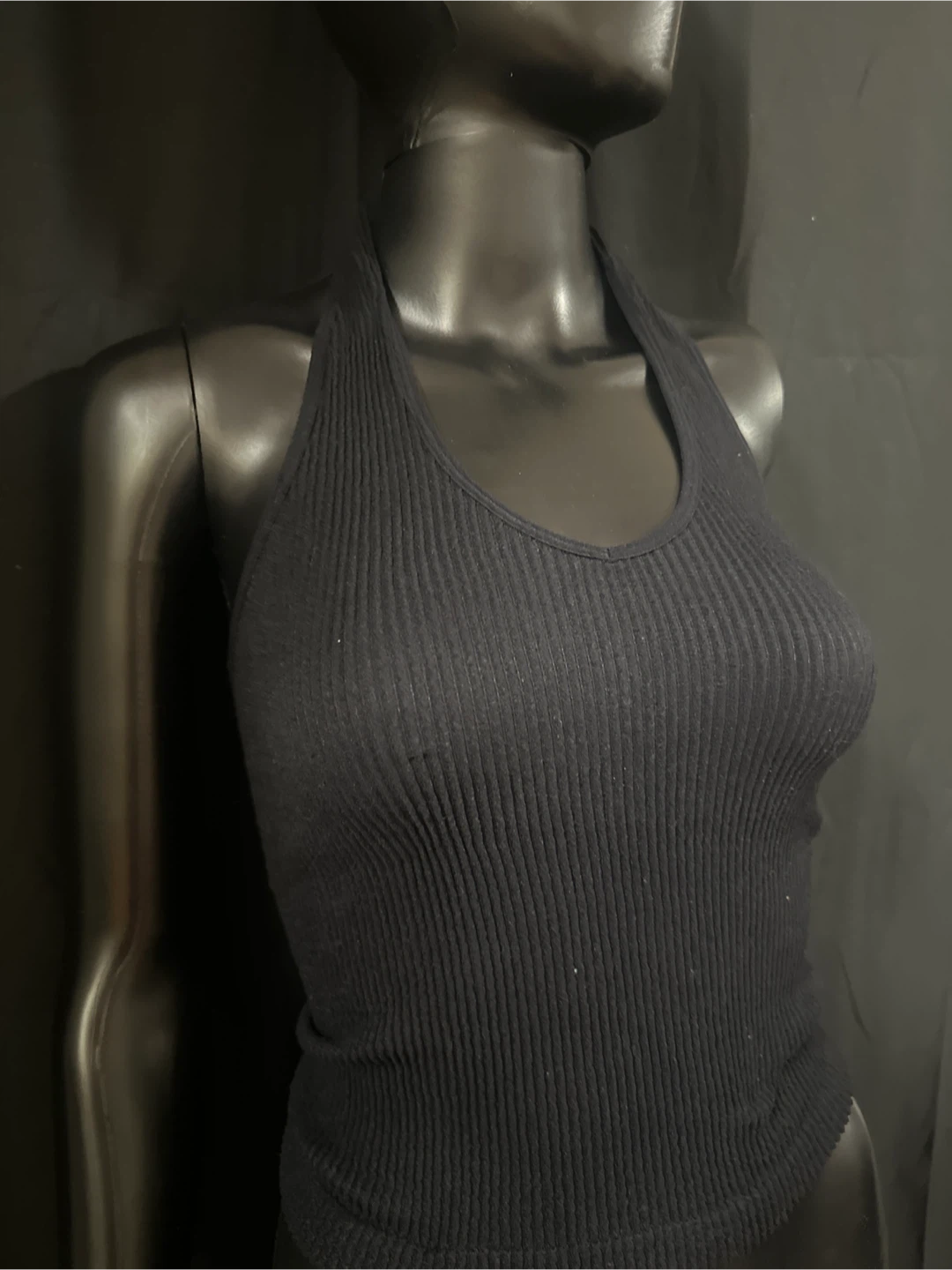 White Ribbed Halter Tank Top - photo 2