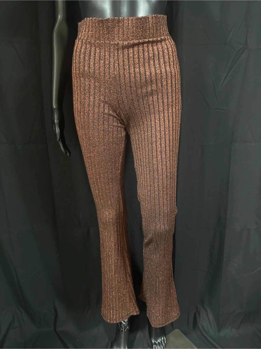Bronze Ribbed Flare Pants