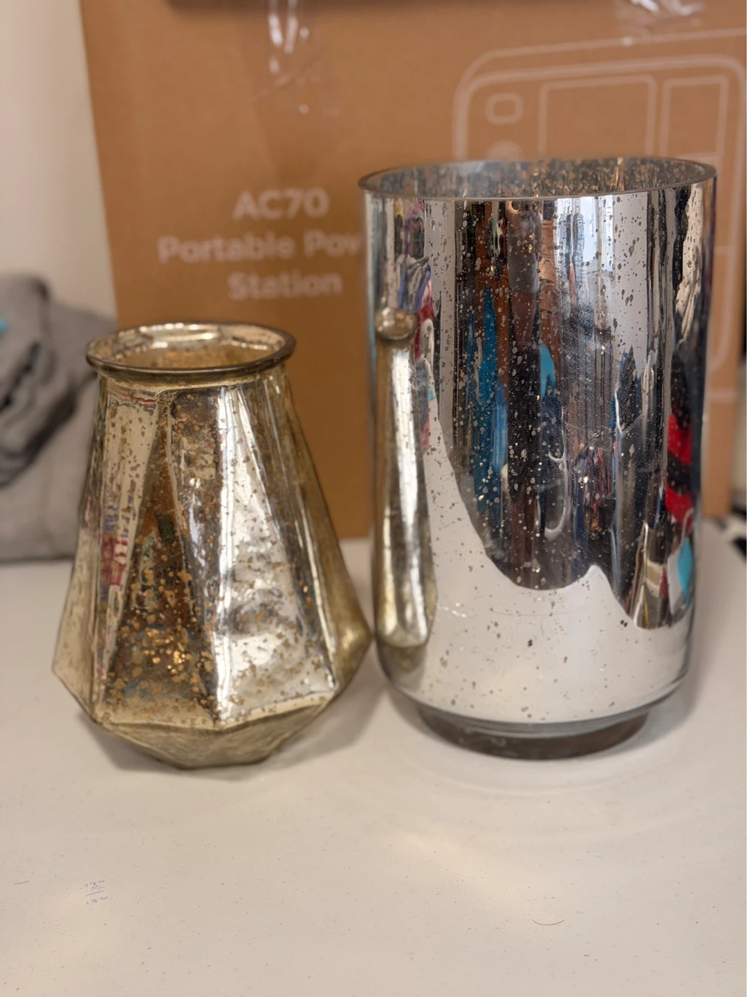 Set of 2 Mercury Glass Vases