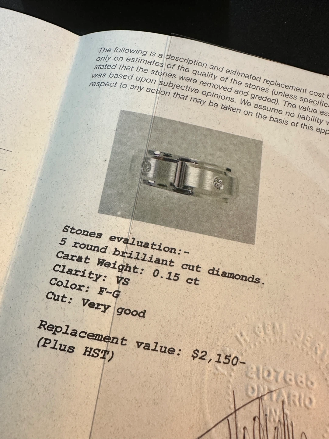 Custom-made 14K white gold Ring with 5 Diamonds - photo 5