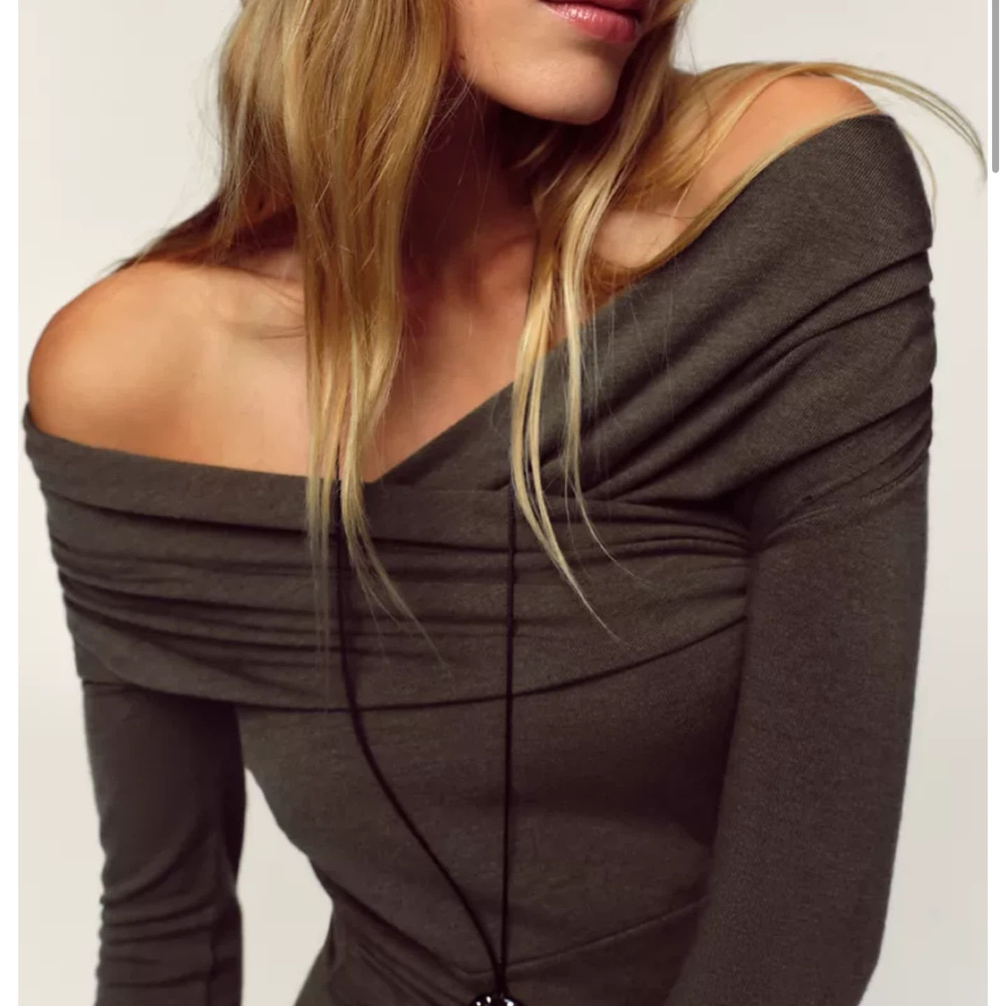 New✨Zara draped wrap off shoulder top L - photo 3