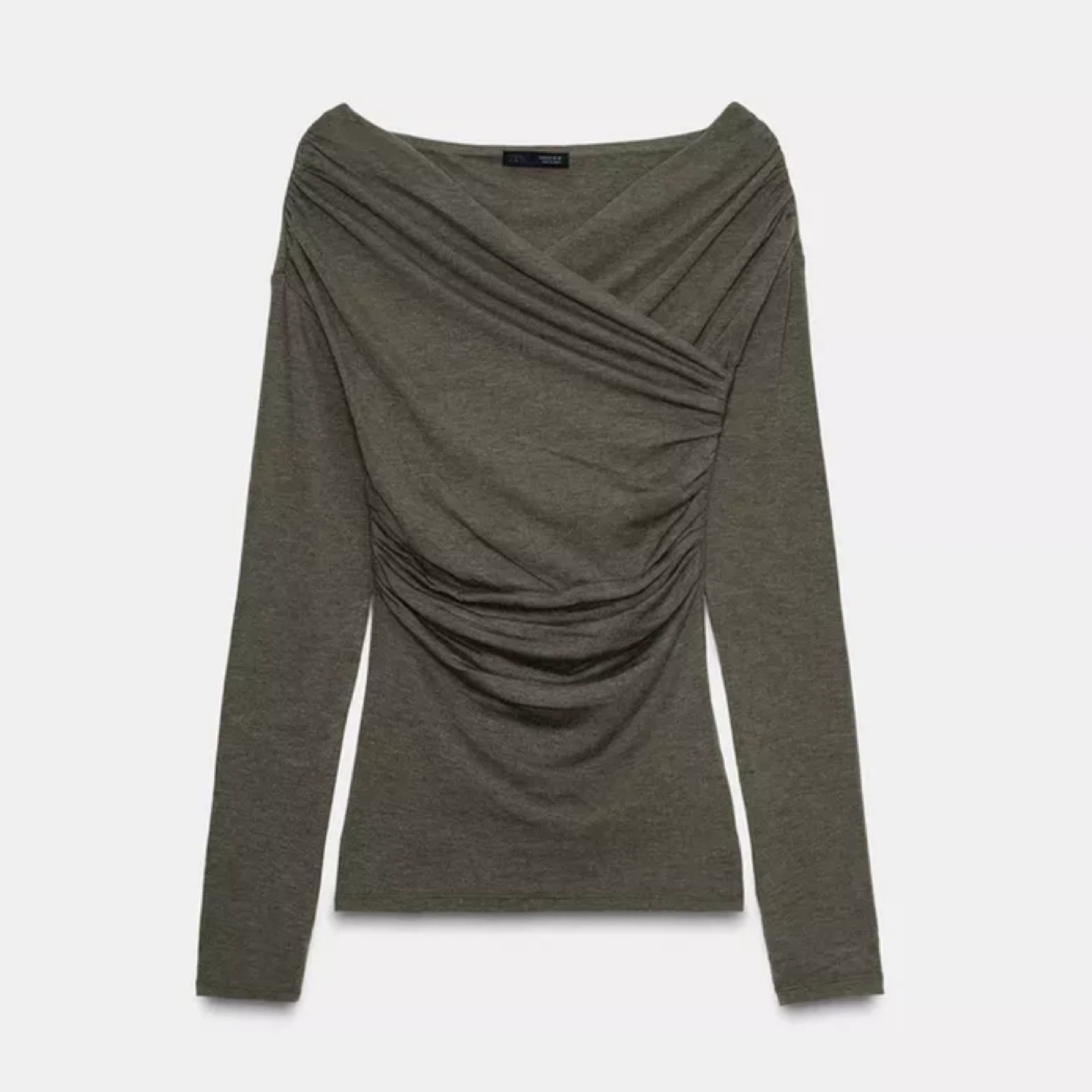 New✨Zara draped wrap off shoulder top L