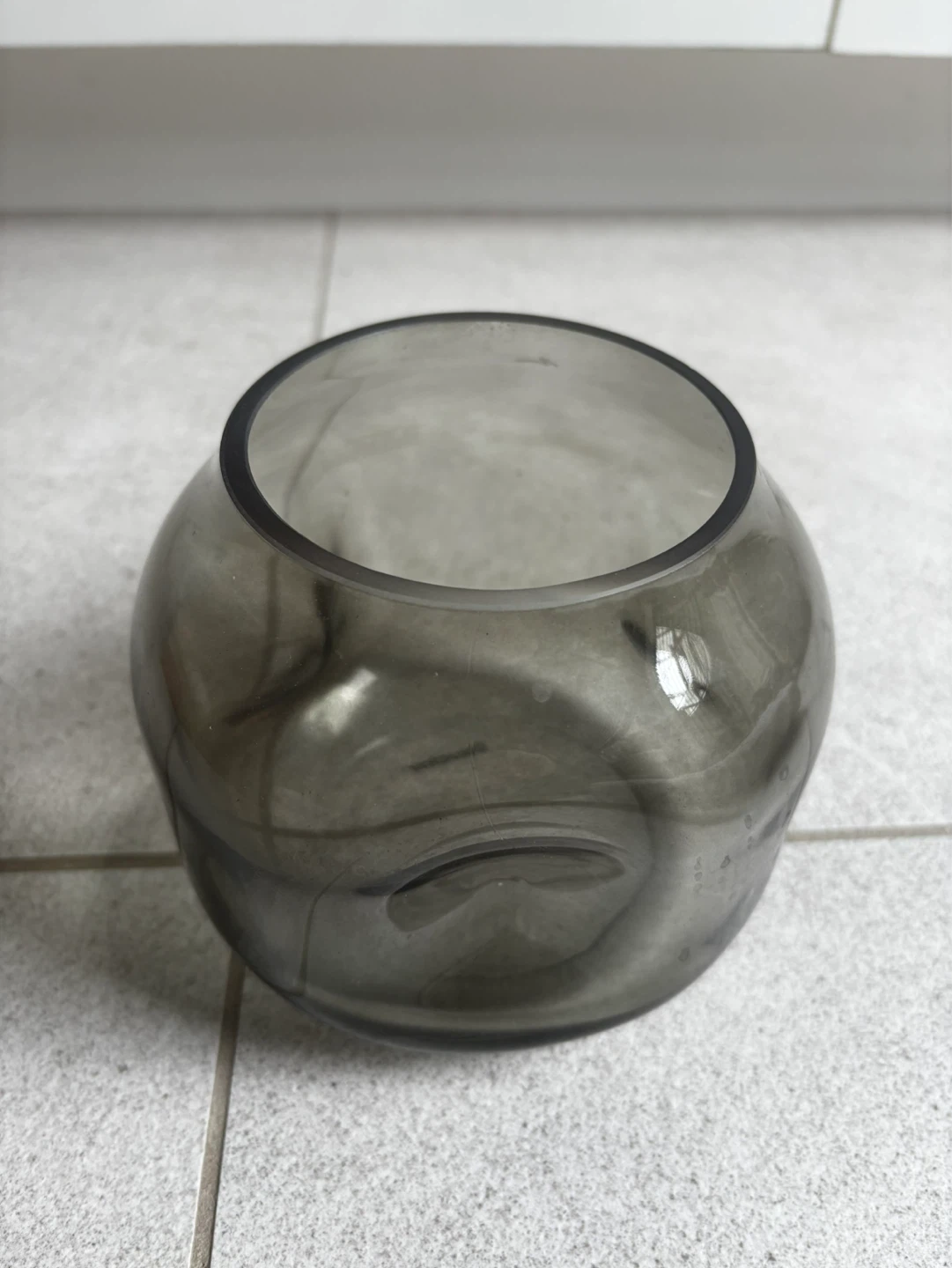 Grey Glass Vase Bowl