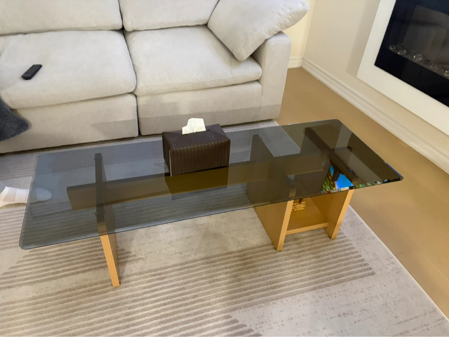 Glass and Wood Coffee Table - photo 2
