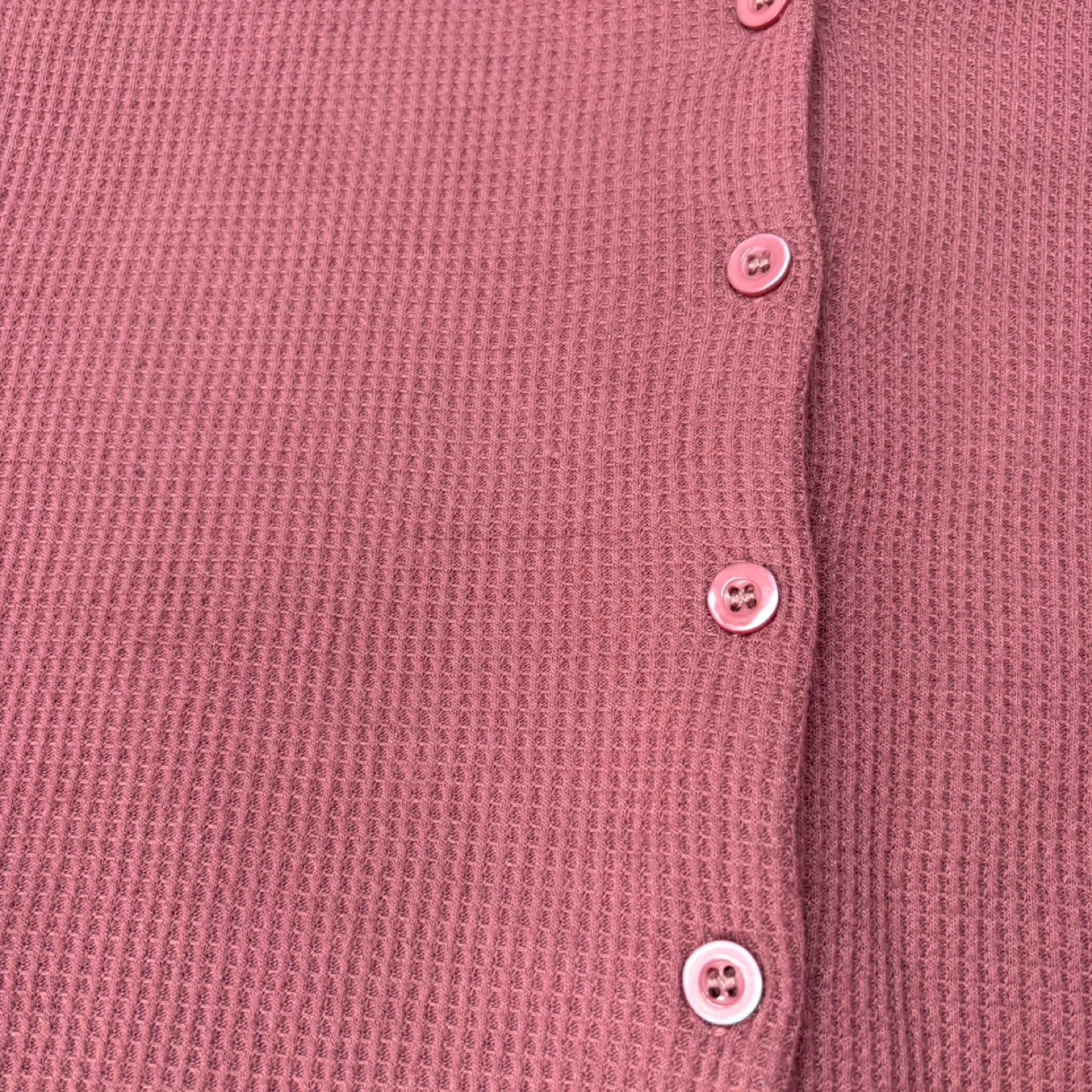 Dark Dusty Rose Waffle Knit Boxy Cropped Button Up Top Size L - photo 3