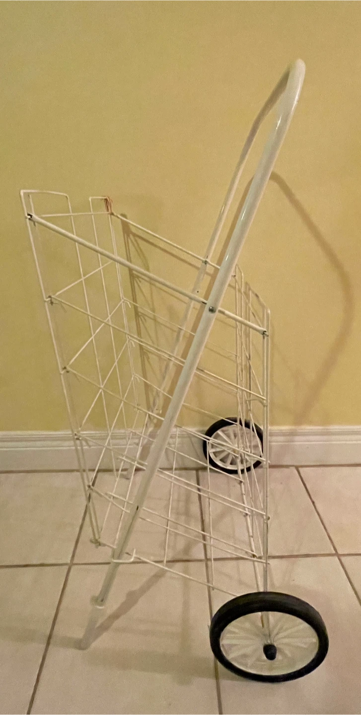 White Metal Rolling Shopping Cart - photo 5