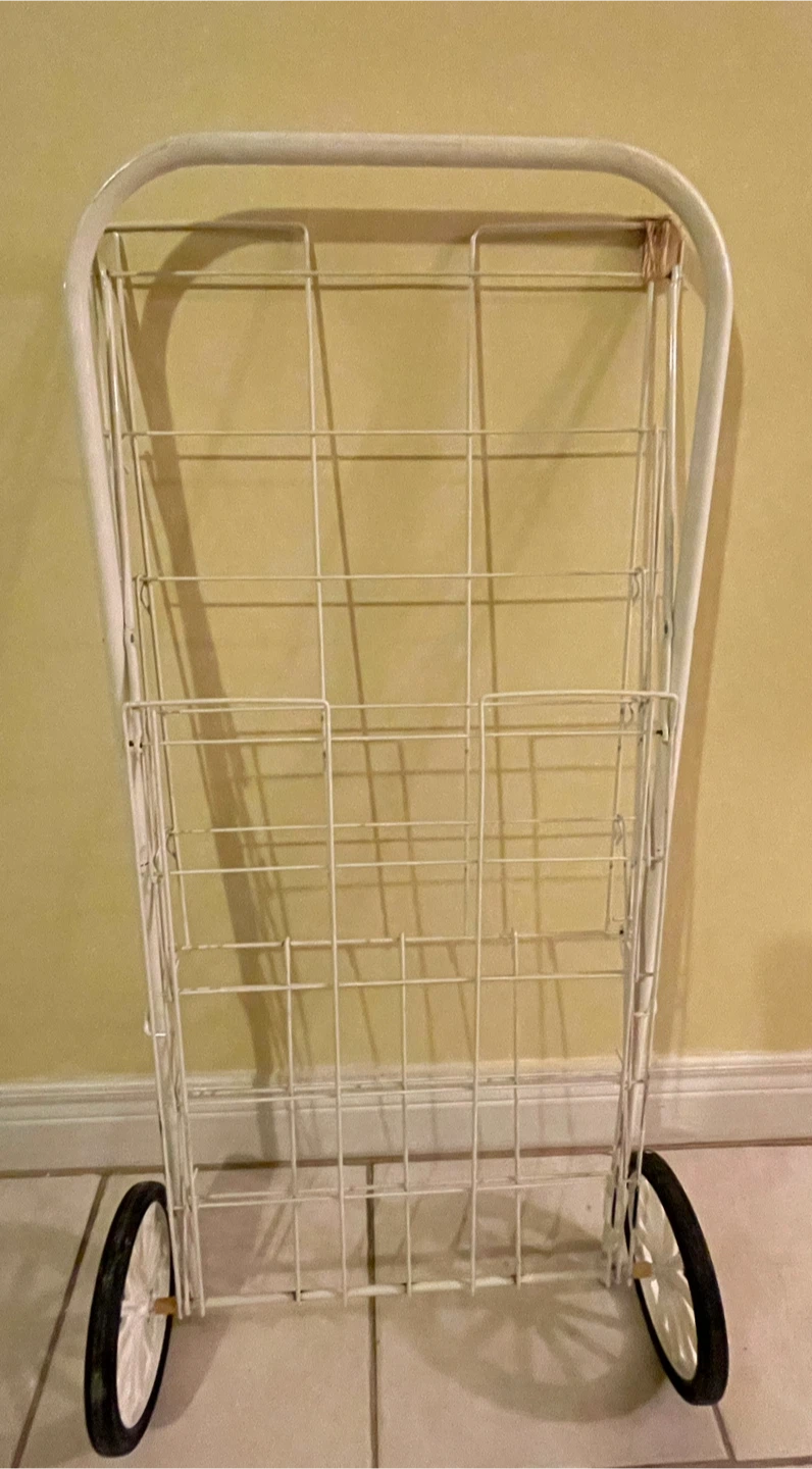 White Metal Rolling Shopping Cart