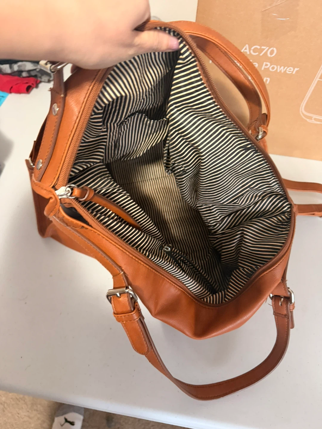 Brown Faux Leather Shoulder Bag - photo 3