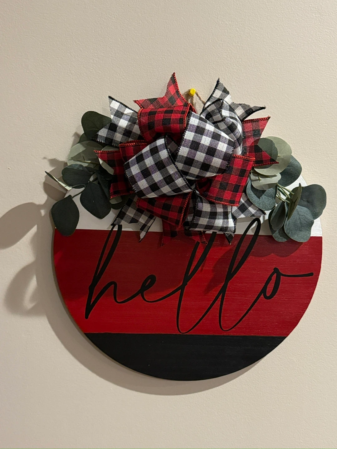 Round Welcome Door Hanger with Bow - photo 2